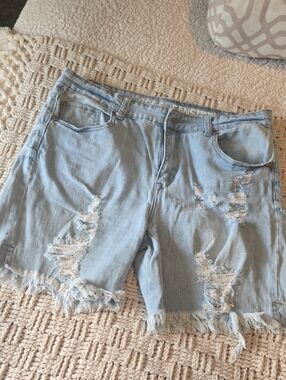 GOGO Light Blue Distressed Denim Jean Shorts